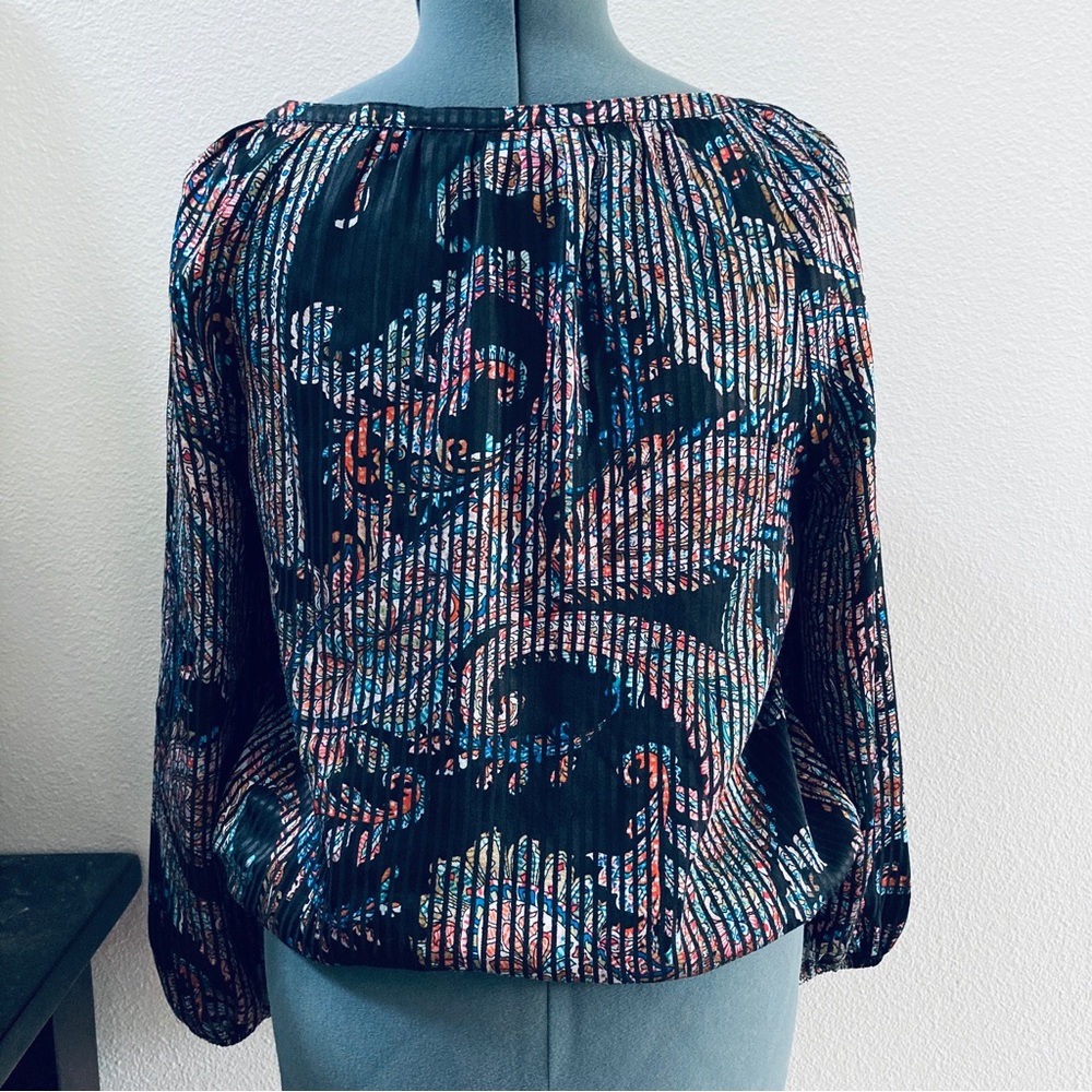 Anthropologie NWT Maeve Madeira Pattern Burnout Satin Blouse black paisley small - Picture 5 of 7